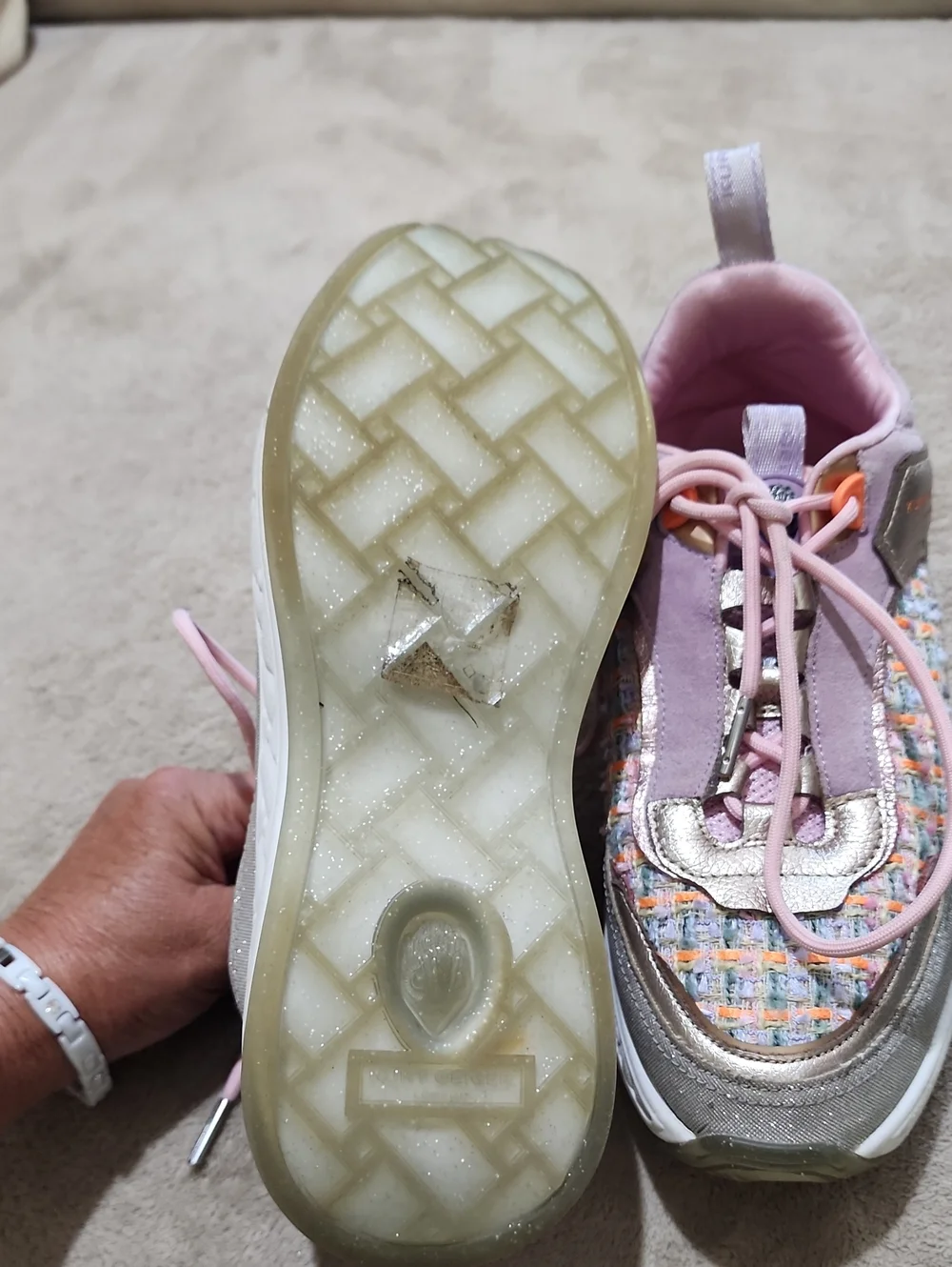 Kurt Geiger Kensington Lavender Pink Mixed-Material Chunky Sneakers